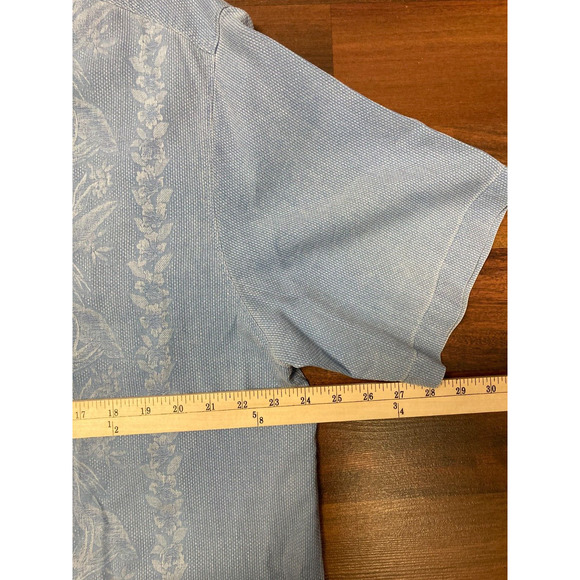 Tommy Bahama Men size XL Blue Silk Patterned Original Fit Shirt Short Sleeve - Picture 4 of 6